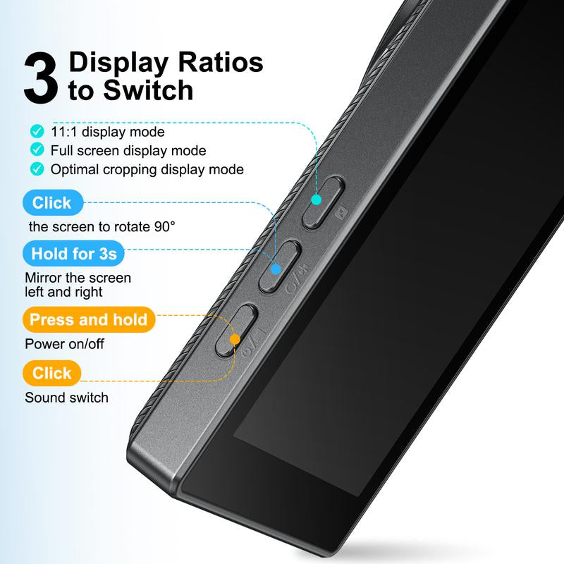 Modofo 2025 Magnetic Phone Selfie Monitor Screen, Support Plays Audio, Perfect for Content Creation, Selfies, Videos, Live Broadcasts, Adjustable Screen Ratio, Compatible with Ios, Android(Support 4K 30Fps Wired Recording)