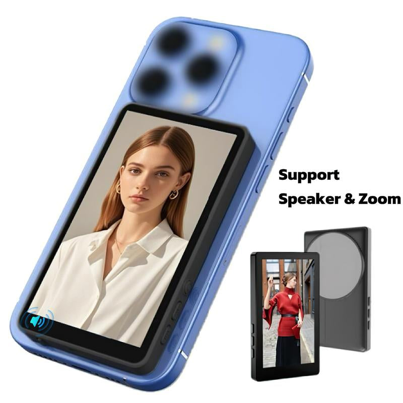 Modofo 2025 Magnetic Phone Selfie Monitor Screen, Support Plays Audio, Perfect for Content Creation, Selfies, Videos, Live Broadcasts, Adjustable Screen Ratio, Compatible with Ios, Android(Support 4K 30Fps Wired Recording)