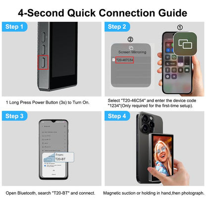 Modofo 2025 Magnetic Phone Selfie Monitor Screen, Support Plays Audio, Perfect for Content Creation, Selfies, Videos, Live Broadcasts, Adjustable Screen Ratio, Compatible with Ios, Android(Support 4K 30Fps Wired Recording)