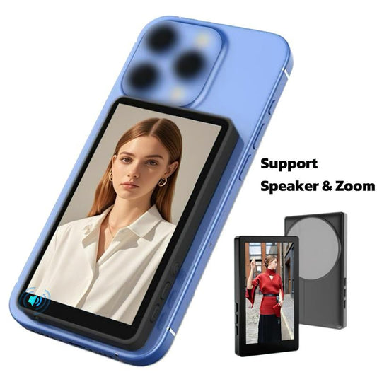 Modofo 2025 Magnetic Phone Selfie Monitor Screen, Support Plays Audio, Perfect for Content Creation, Selfies, Videos, Live Broadcasts, Adjustable Screen Ratio, Compatible with Ios, Android(Support 4K 30Fps Wired Recording)